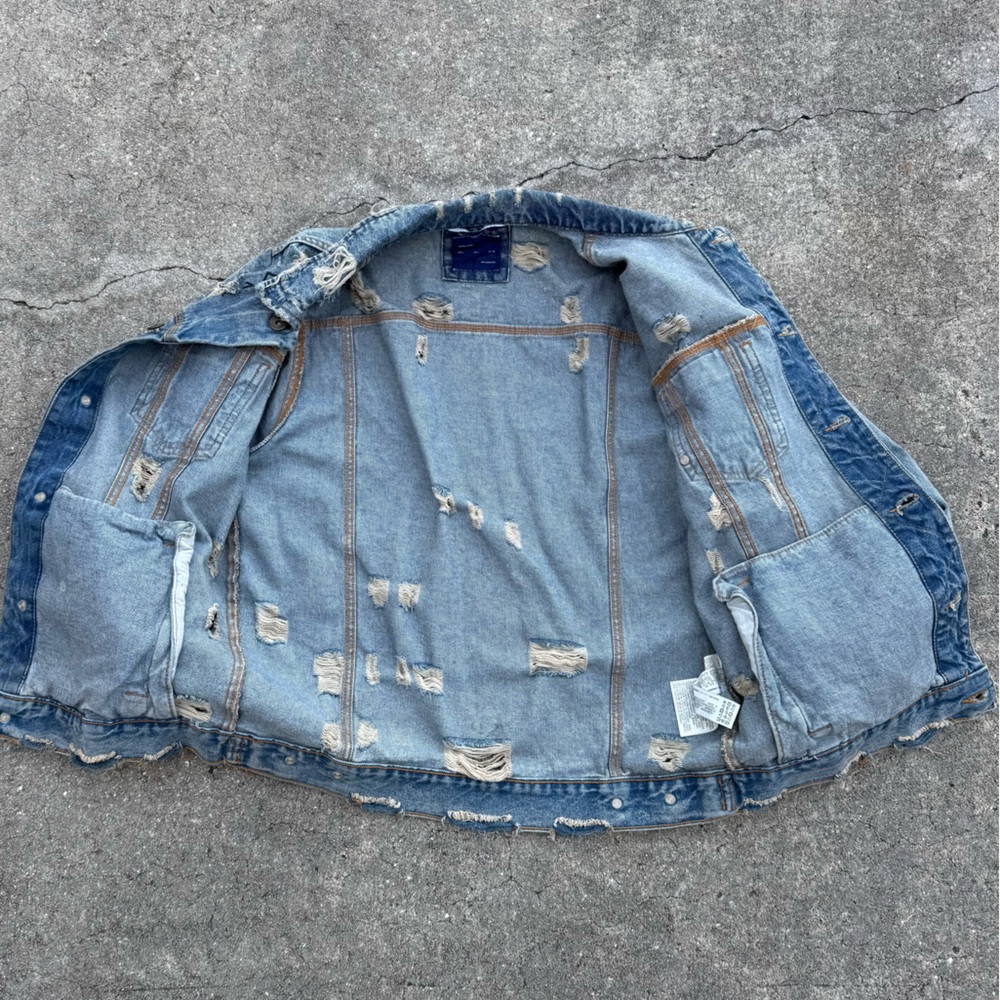 Zara Man “Do the right thing” Denim Jacket Mens L - Picture 6 of 13